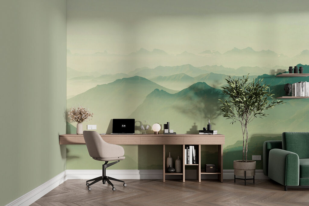 Een bergketen met mist — interieur 3