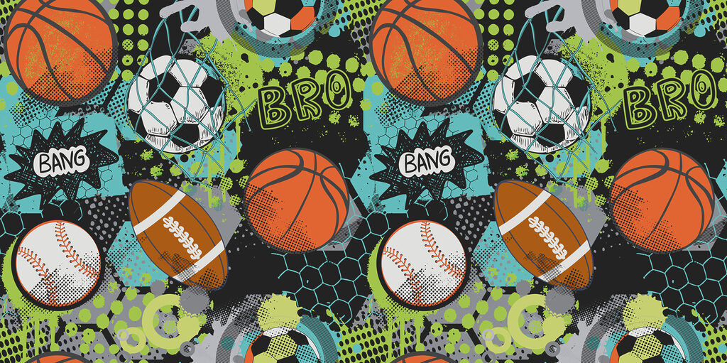 Sportballen in stripkleuren — volledig ontwerp