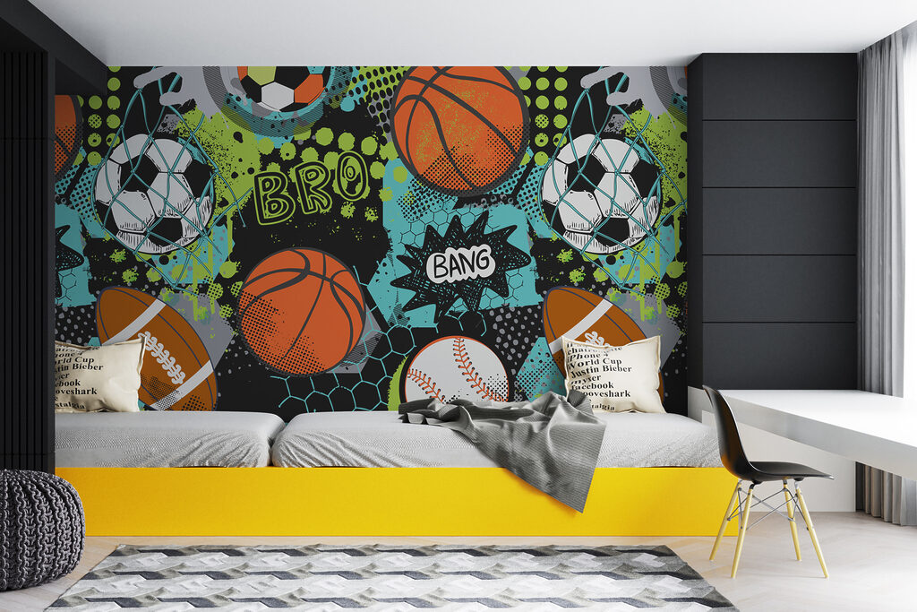 Sportballen in stripkleuren — interieur 2