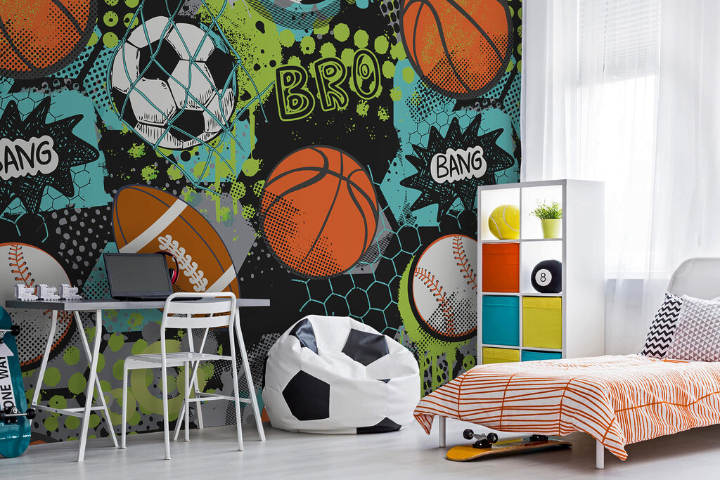 Sportballen in stripkleuren — interieur 3