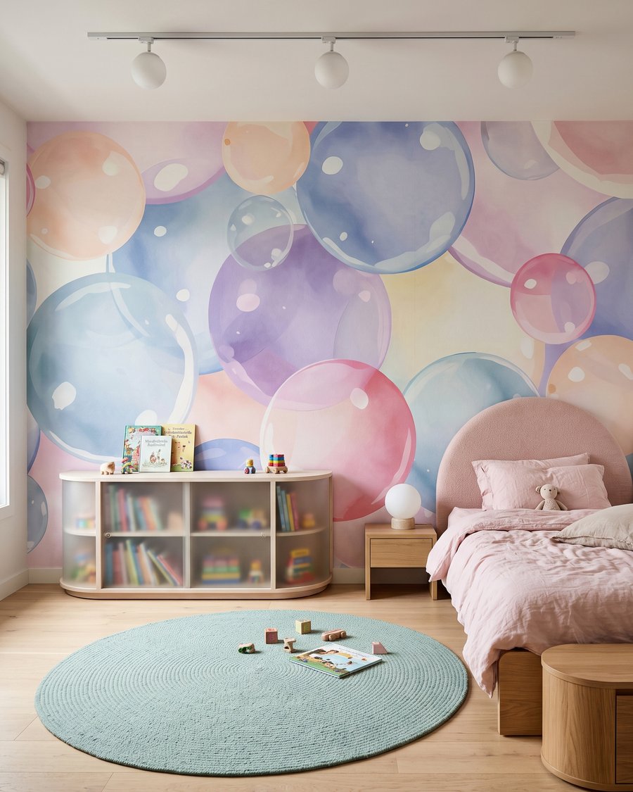 Pastelbellen vol licht in een interieur