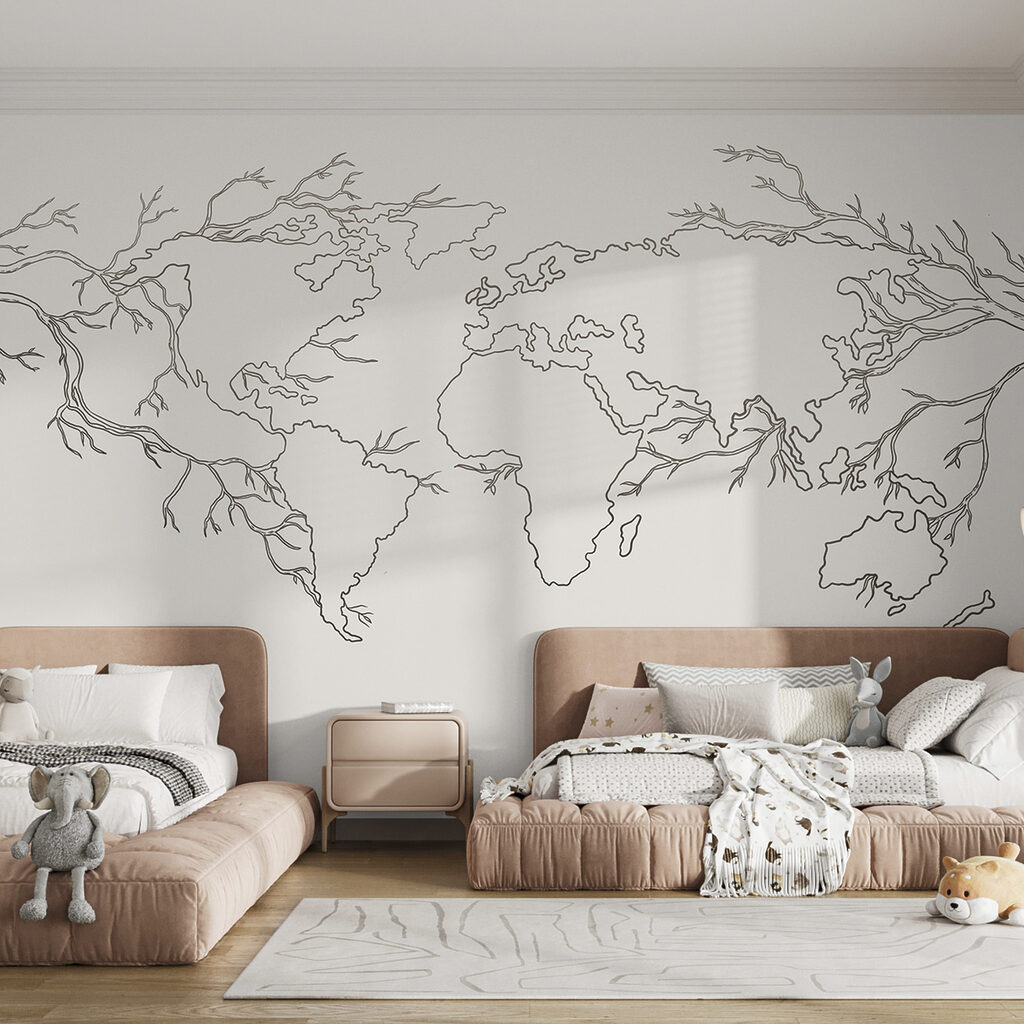 Wereldcontouren groeien uit takken — interieur 2