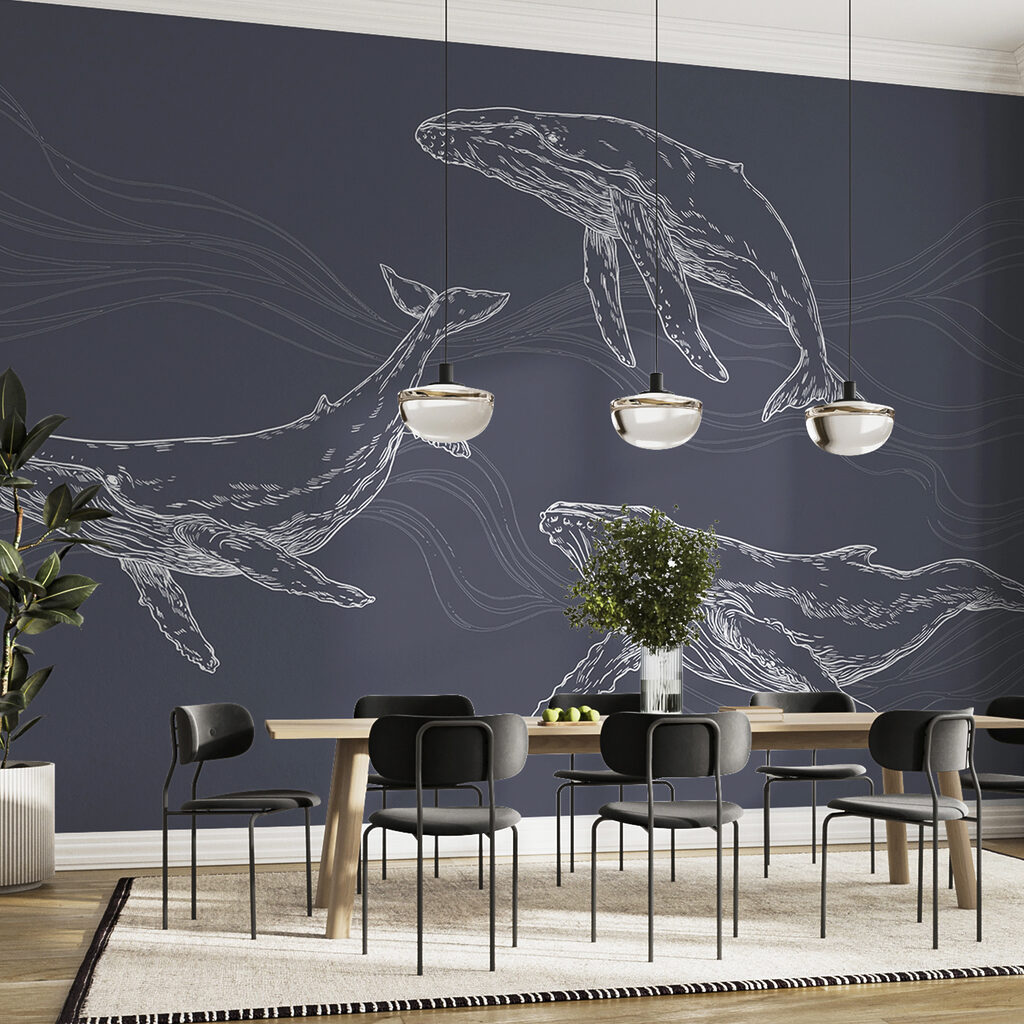 Drie walvissen tussen golflijnen — interieur 3