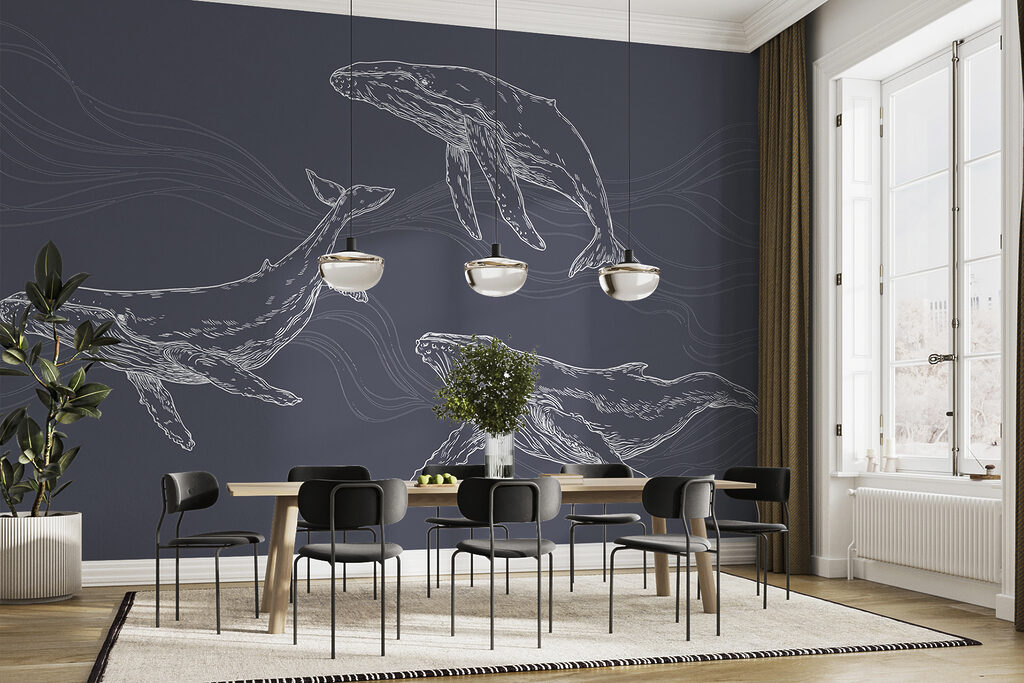 Drie walvissen tussen golflijnen — interieur 4