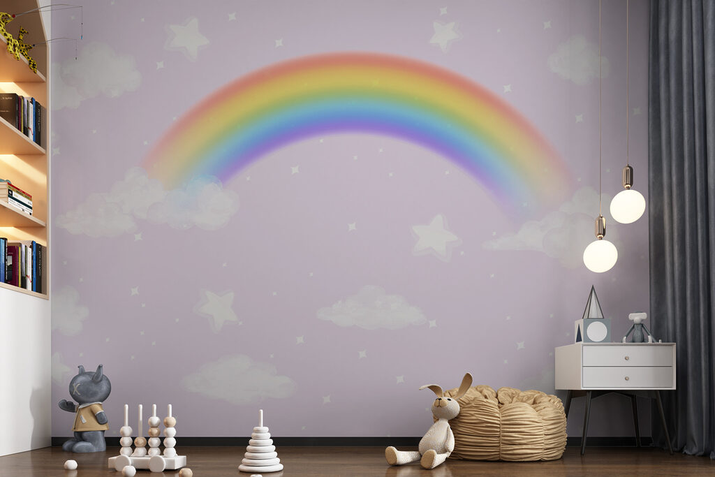 Regenboog op lila wolkenlucht — interieur 1