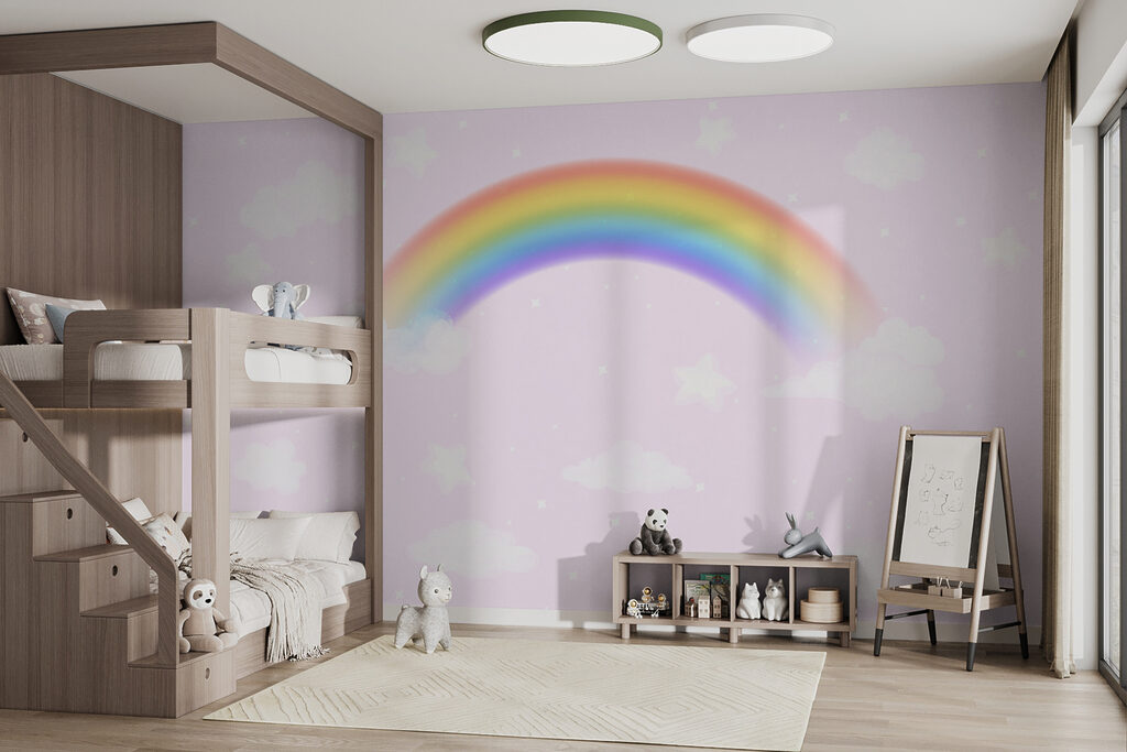 Regenboog op lila wolkenlucht — interieur 2