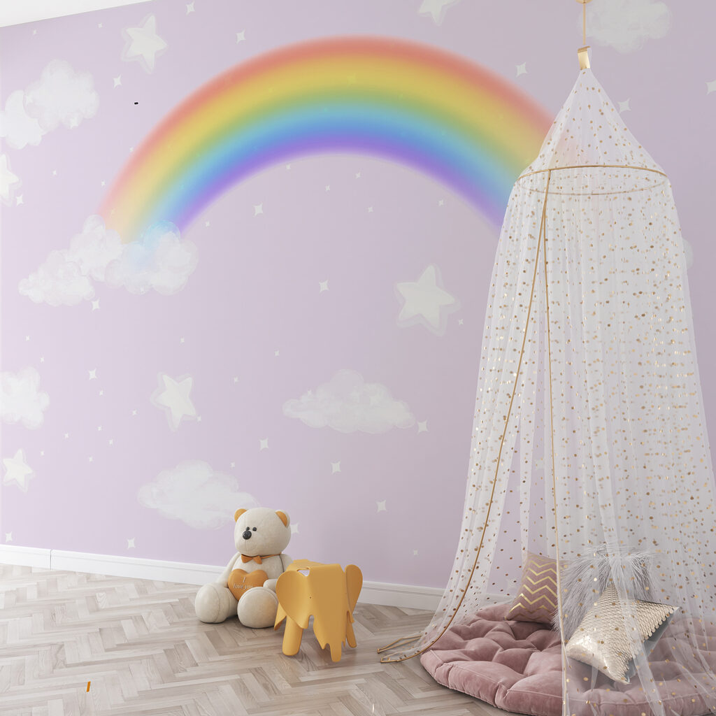 Regenboog op lila wolkenlucht — interieur 3