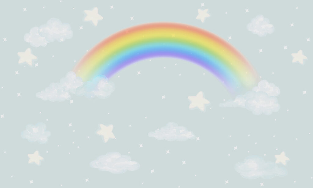 Regenboog tussen witte sterretjes — volledig ontwerp