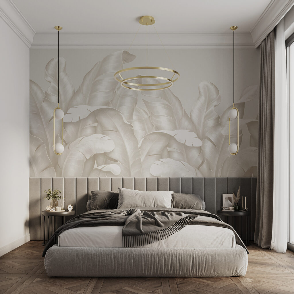 Witte bananenbladeren met diepte — interieur 2