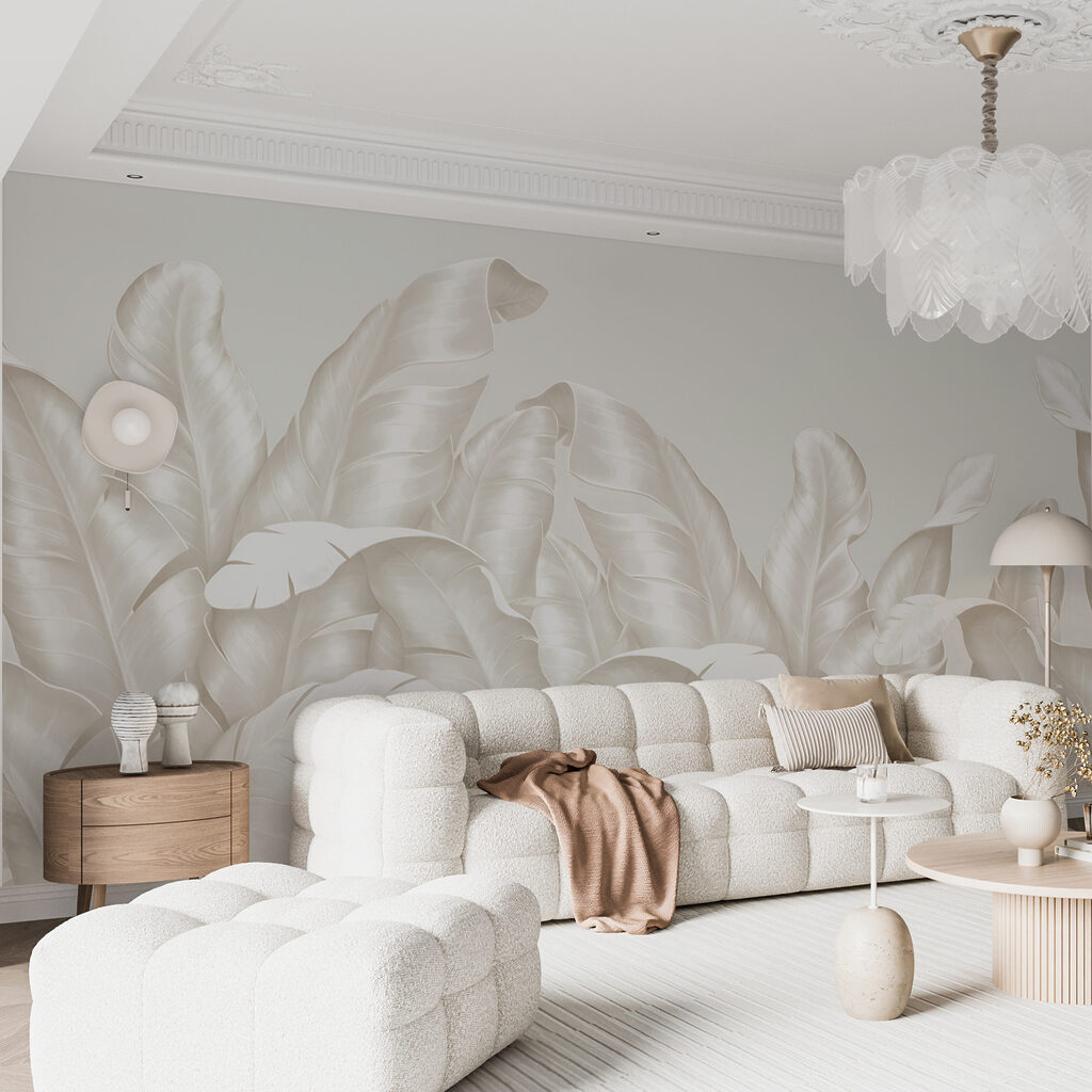 Witte bananenbladeren met diepte — interieur 3