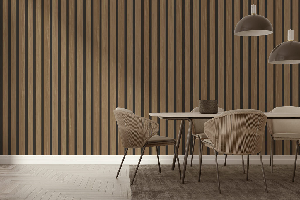 Honingbruine latten met schaduw — interieur 2