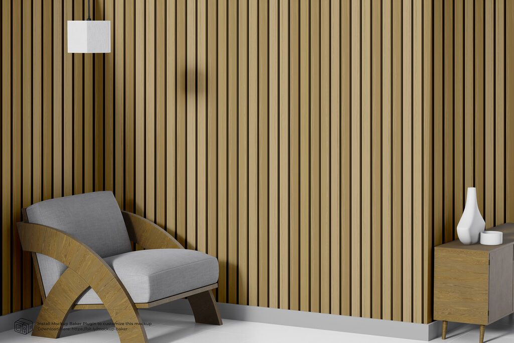 Goudkleurige latten in rijen — interieur 2