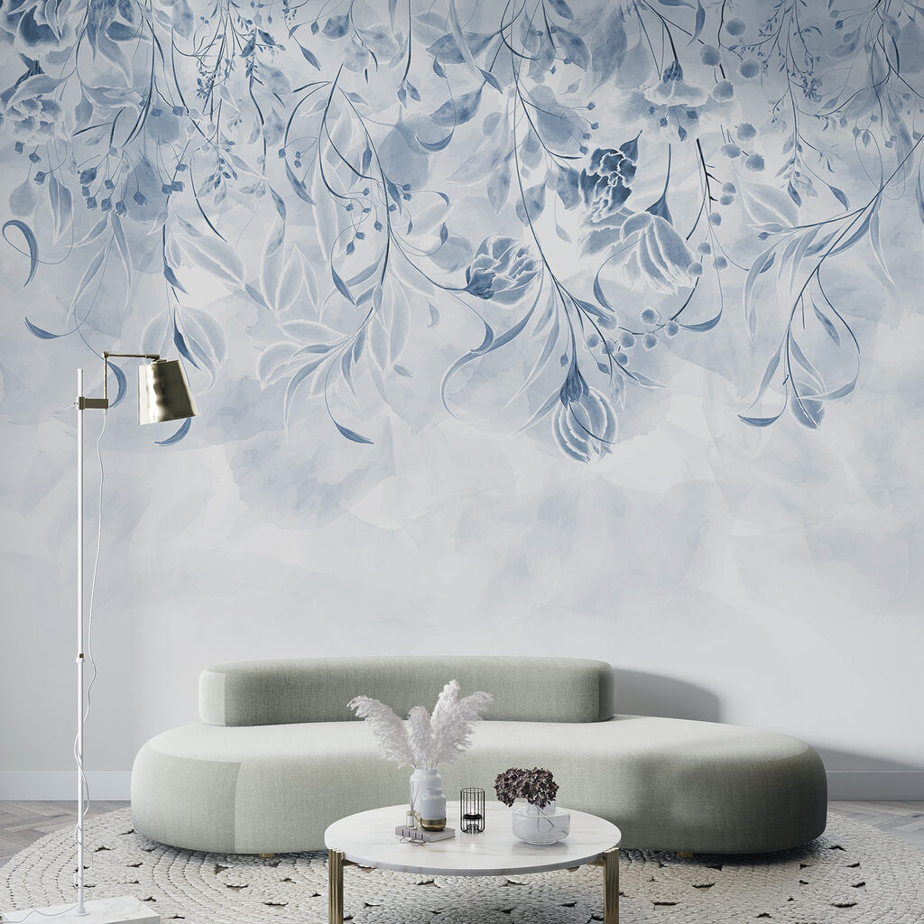 Blauwe bloemen hangen neer — interieur 3