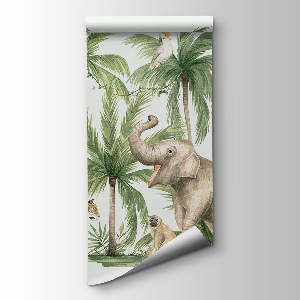 Olifant tussen lichte palmen — productweergave