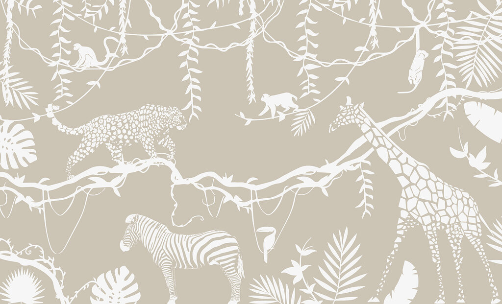 Safaridieren in witte silhouetten — volledig ontwerp
