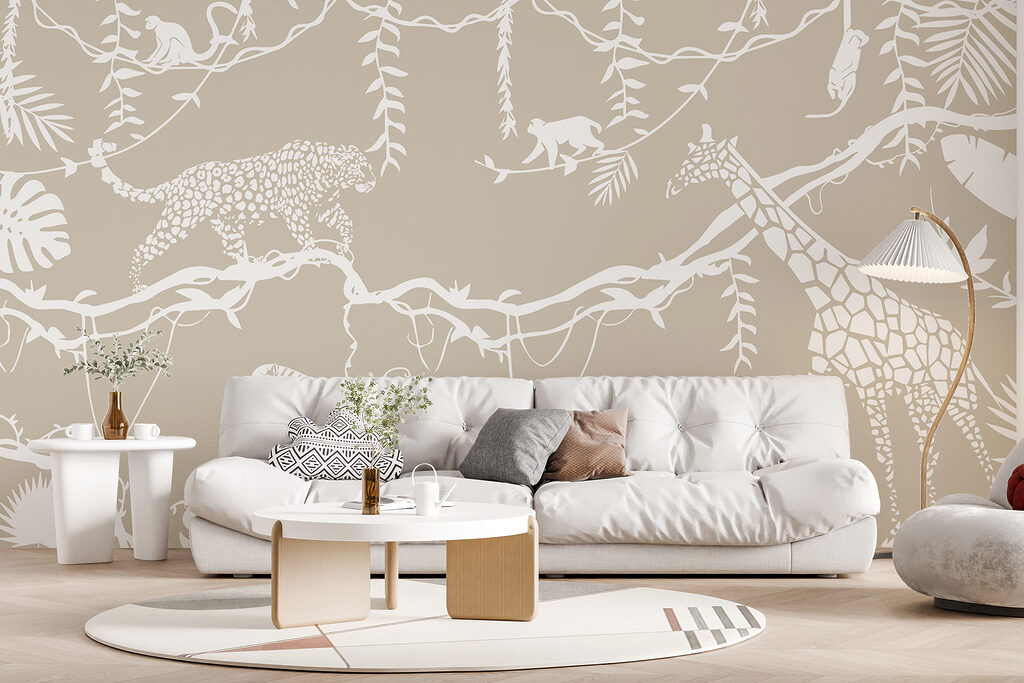 Safaridieren in witte silhouetten — interieur 1