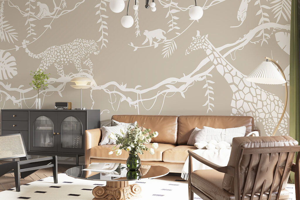 Safaridieren in witte silhouetten — interieur 2