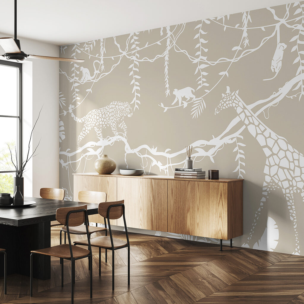 Safaridieren in witte silhouetten — interieur 3