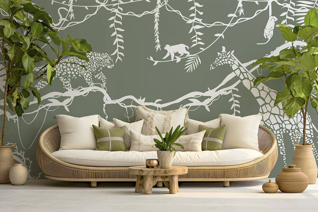 Jungledieren in witte contouren — interieur 2