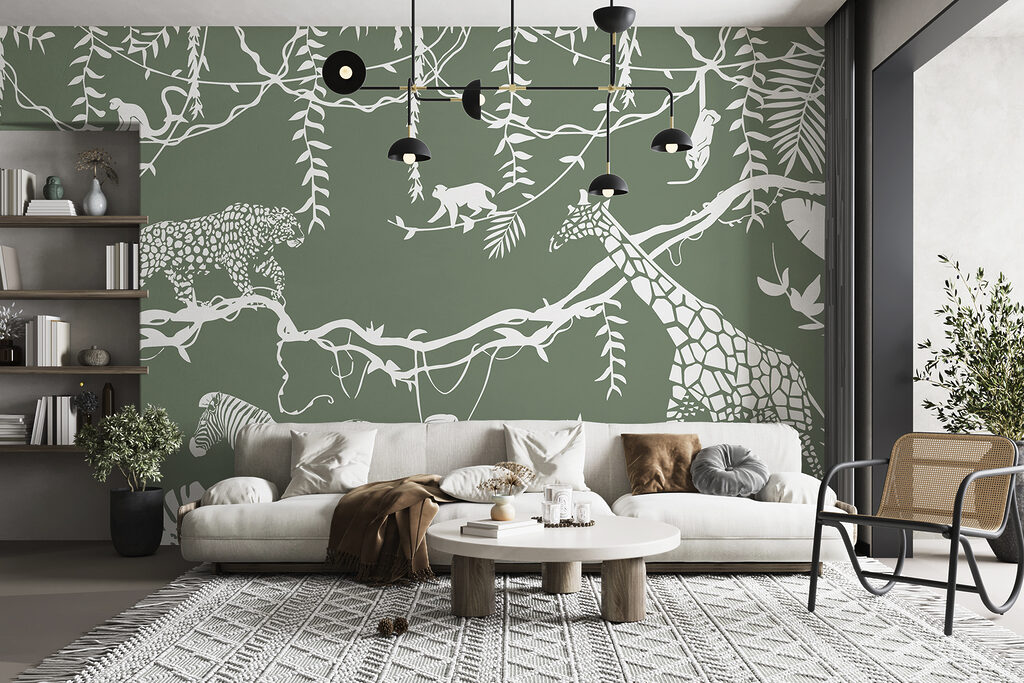 Jungledieren in witte contouren — interieur 3