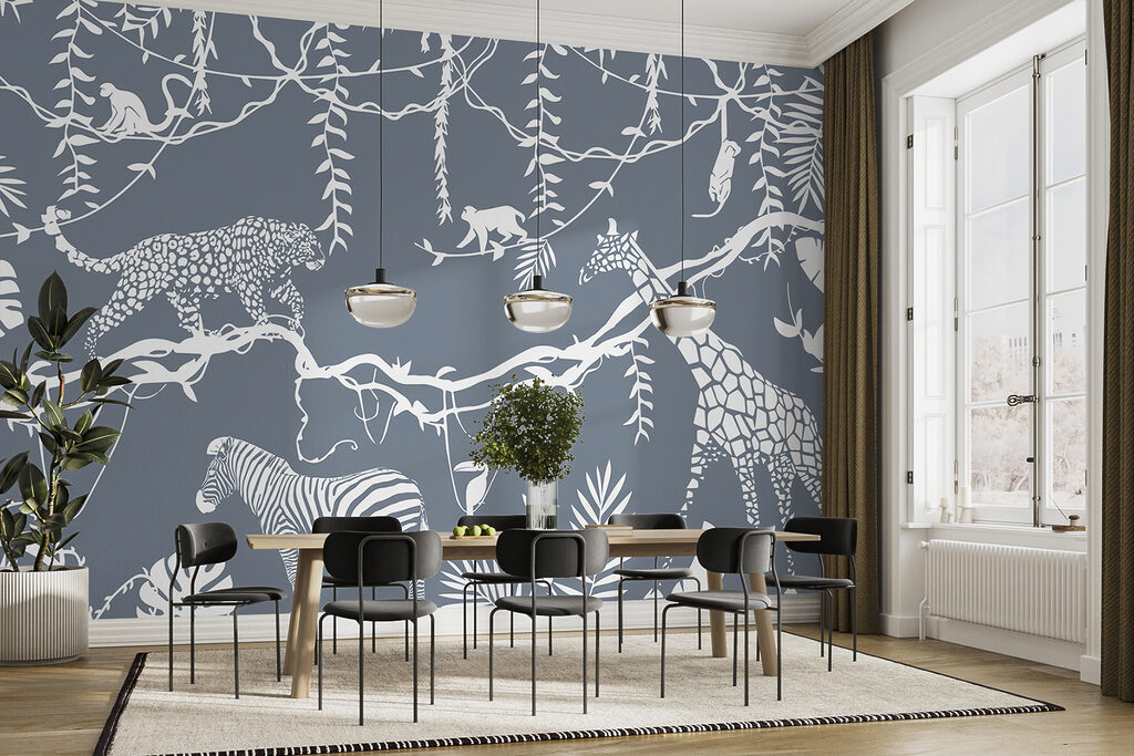 Jungledieren in witte contouren — interieur 1