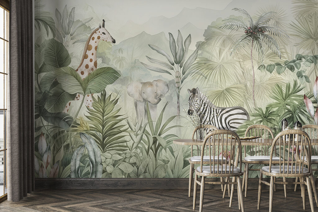 Zebra tussen zachte junglebladeren — interieur 2