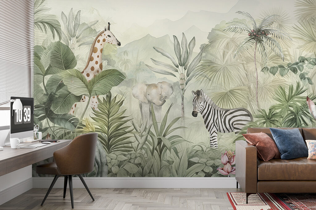 Zebra tussen zachte junglebladeren — interieur 3