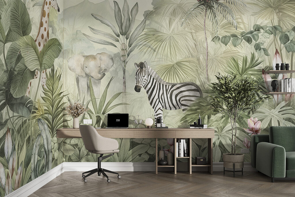 Zebra tussen zachte junglebladeren — interieur 4