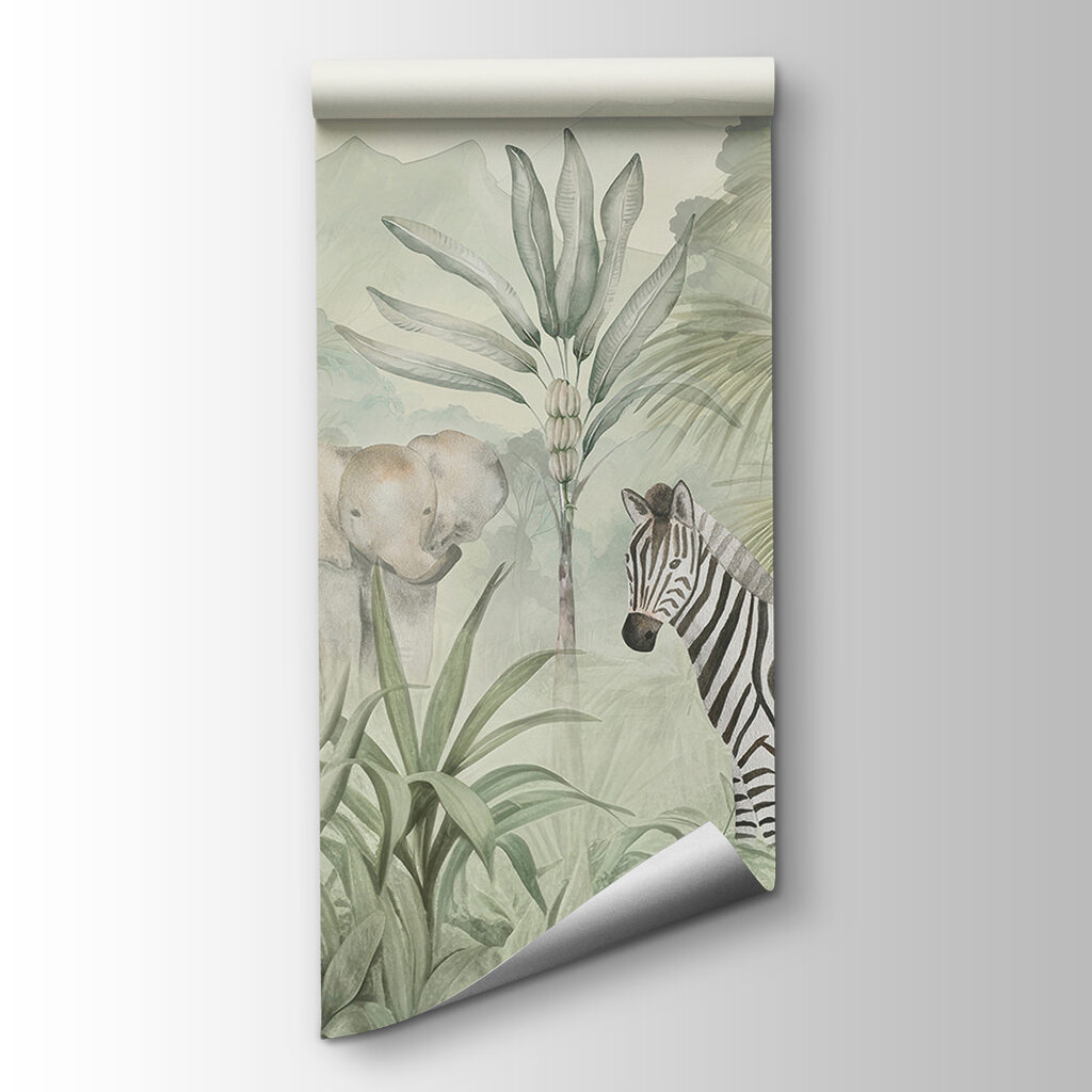Zebra tussen zachte junglebladeren — productweergave