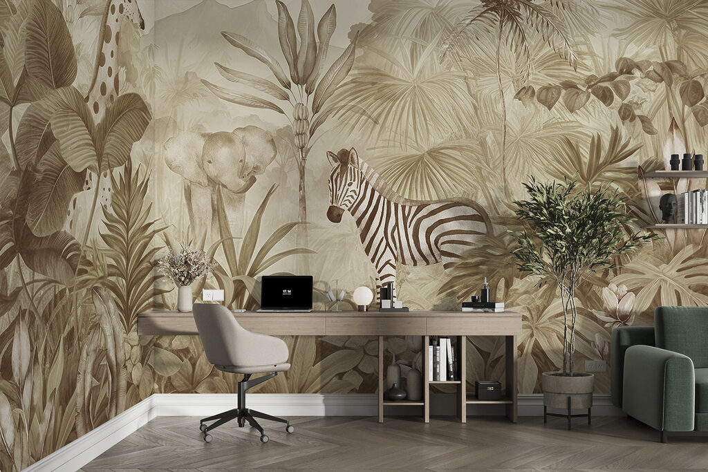 Zebra tussen zachte junglebladeren — interieur 3