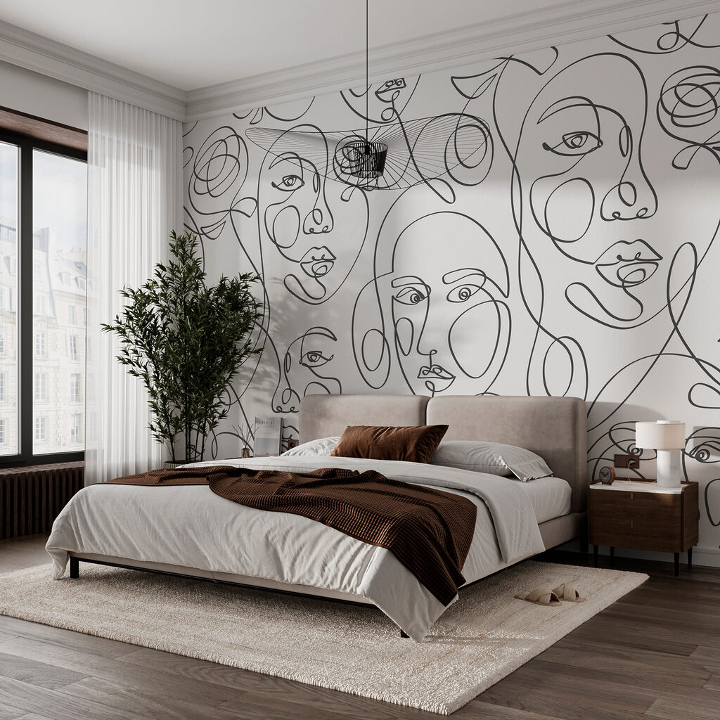 Gezichten tussen getekende rozen — interieur 2