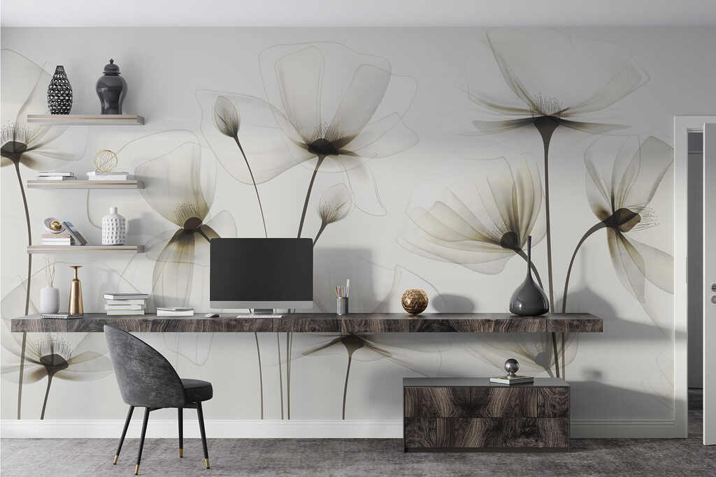 Transparante bloemen op een witte achtergrond — interieur 2