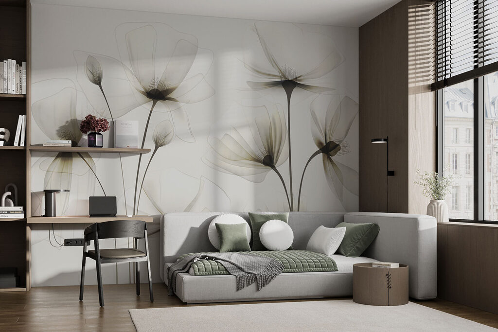 Transparante bloemen op een witte achtergrond — interieur 4