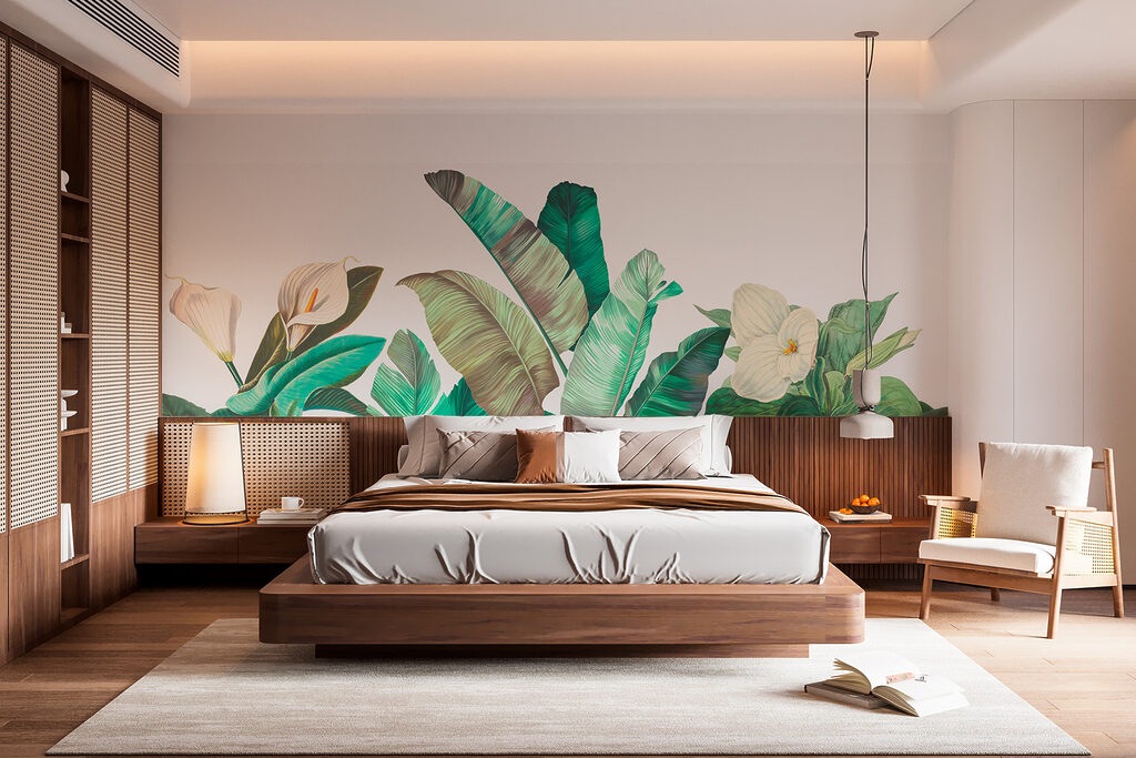 Bladeren met witte kelken — interieur 3
