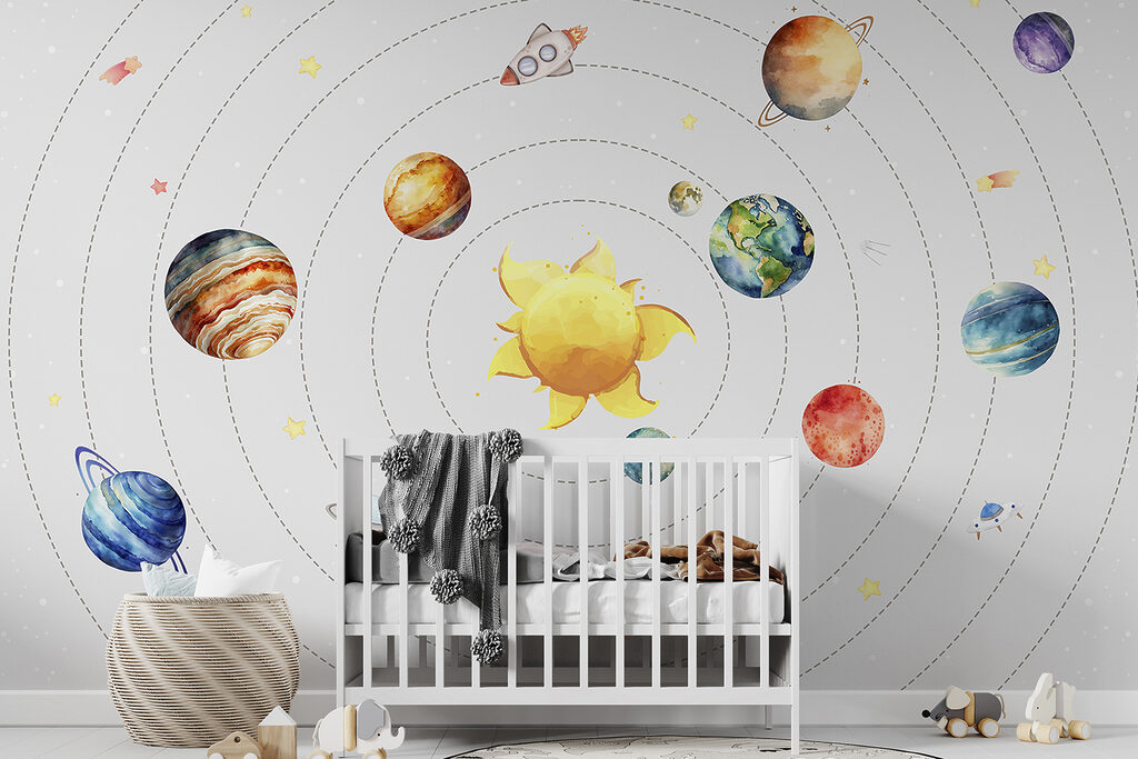 Een zonnestelsel met planeten en sterren — interieur 2