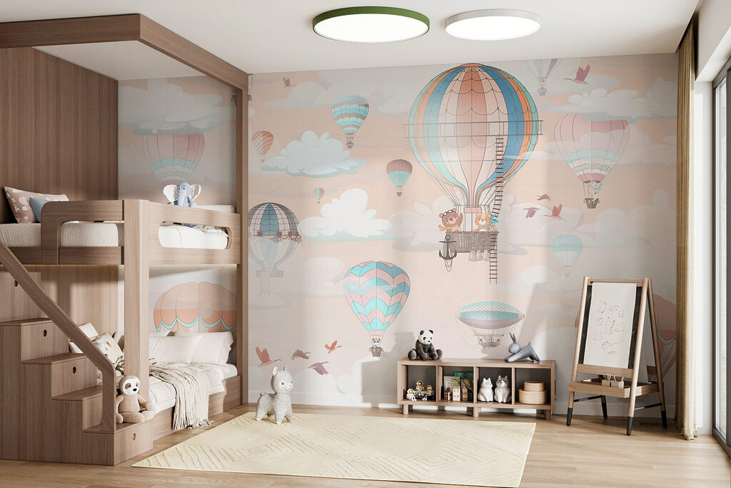 Pastelballonnen tussen witte wolken — interieur 4