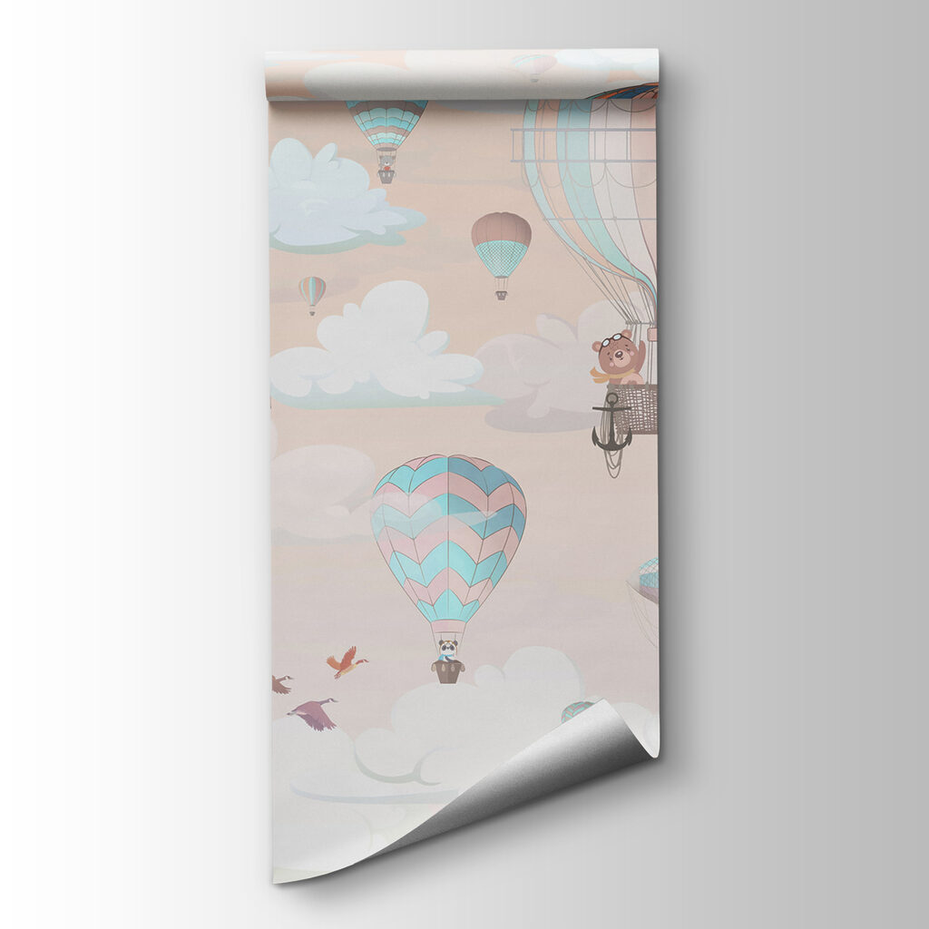 Pastelballonnen tussen witte wolken — productweergave