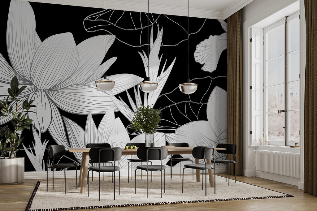 Elegante bloemen in een monochroom ontwerp — interieur 2