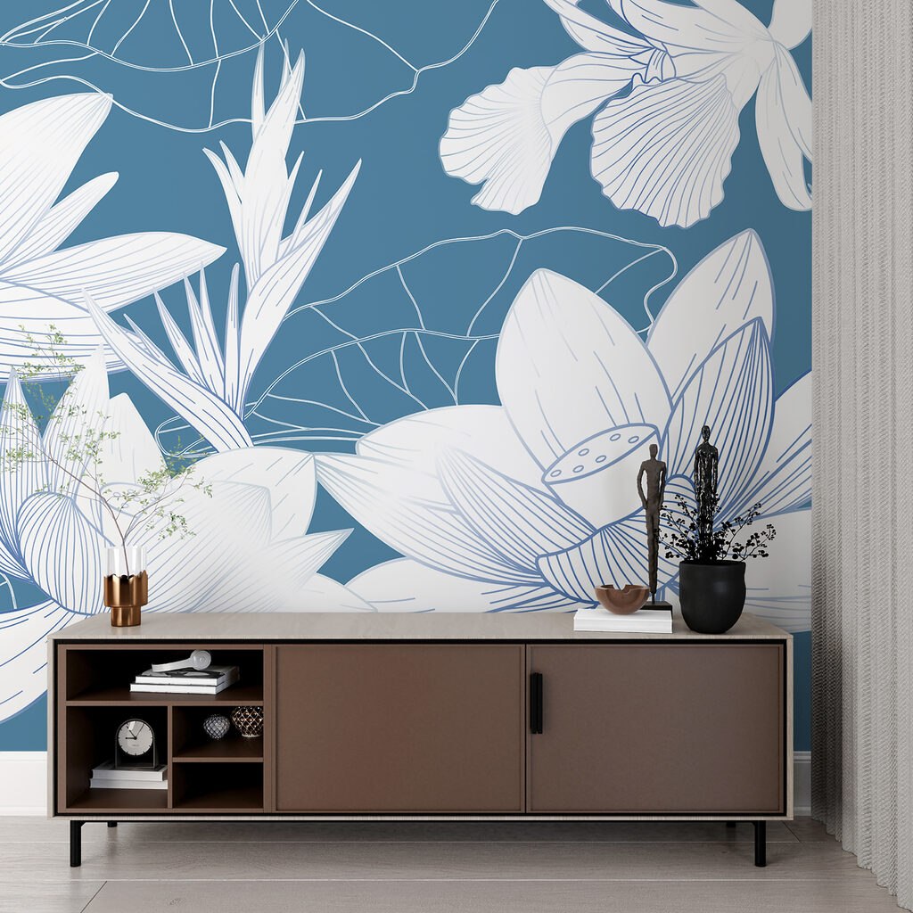 Bloemen in fijne lijntekeningen — interieur 1