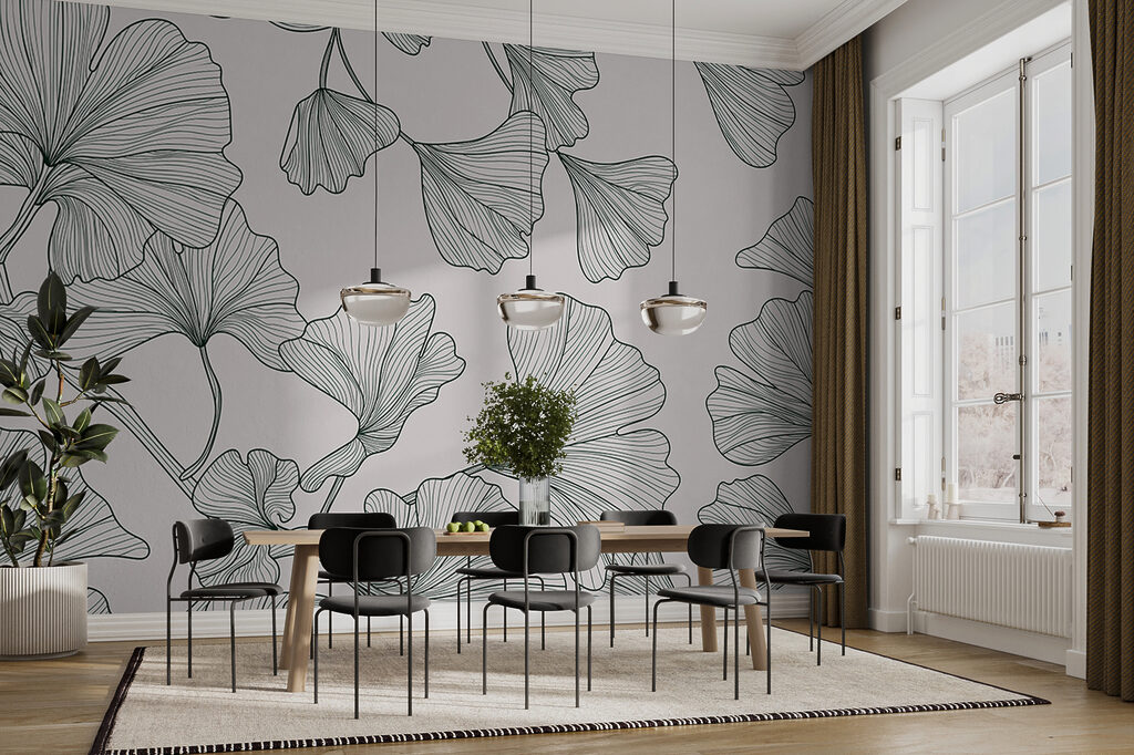 Waaiervormig blad in contouren — interieur 2