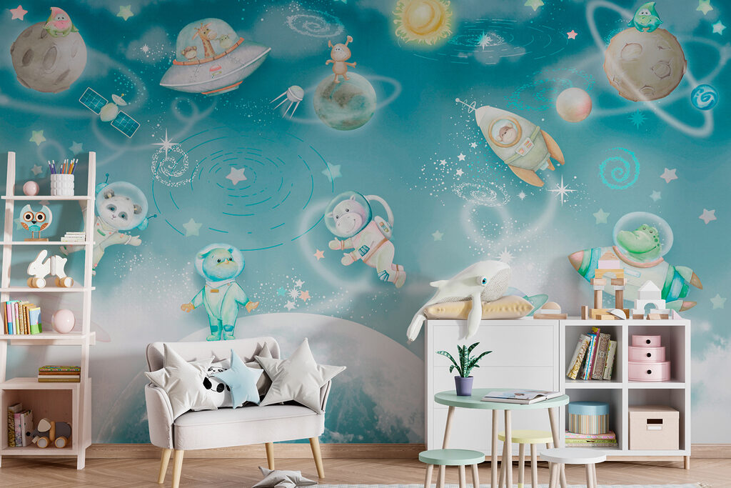 Dierenastronauten rond een maan — interieur 1