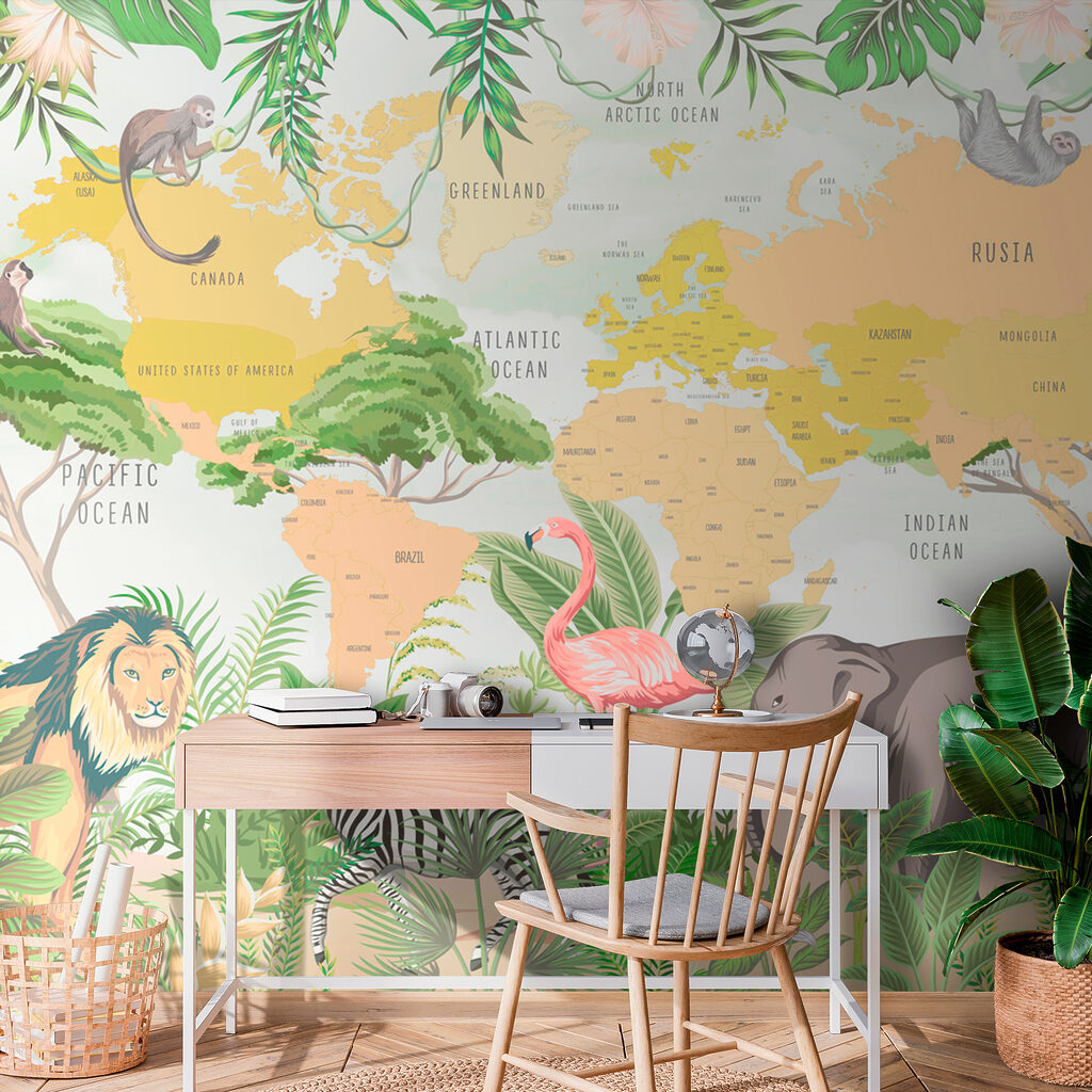 Een wereldkaart met dieren — interieur 3