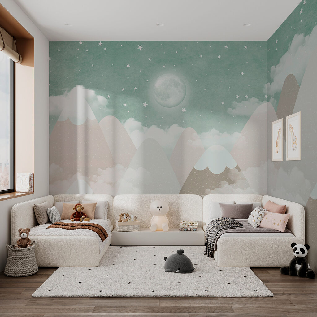Maan boven besneeuwde driehoeken — interieur 2
