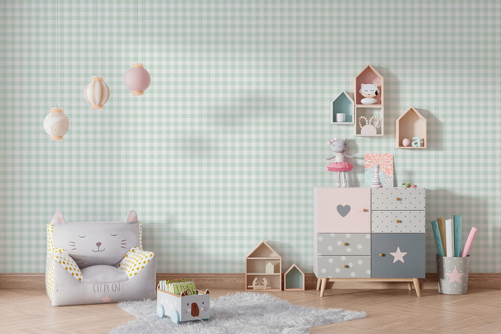 Kleine ruitjes in mintgroen — interieur 1