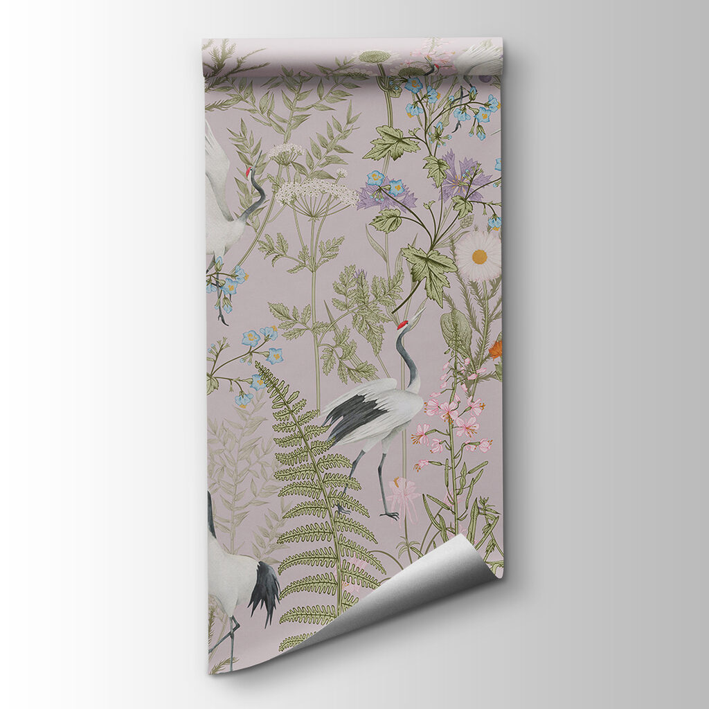 Witte vogels tussen veldbloemen — productweergave