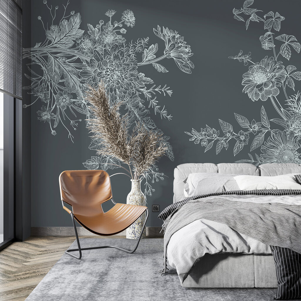 Bloementakken als fijne gravures — interieur 2