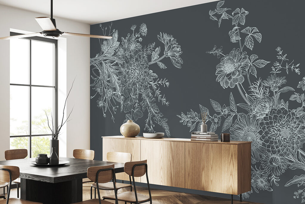 Bloementakken als fijne gravures — interieur 3