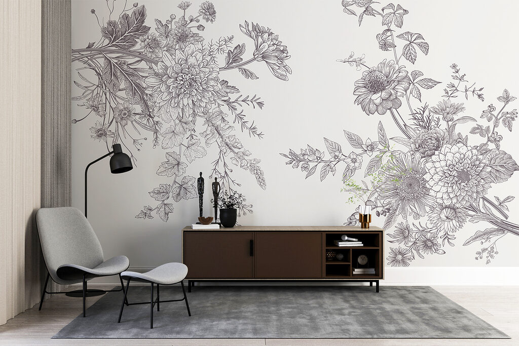Bloementakken als fijne gravures — interieur 2
