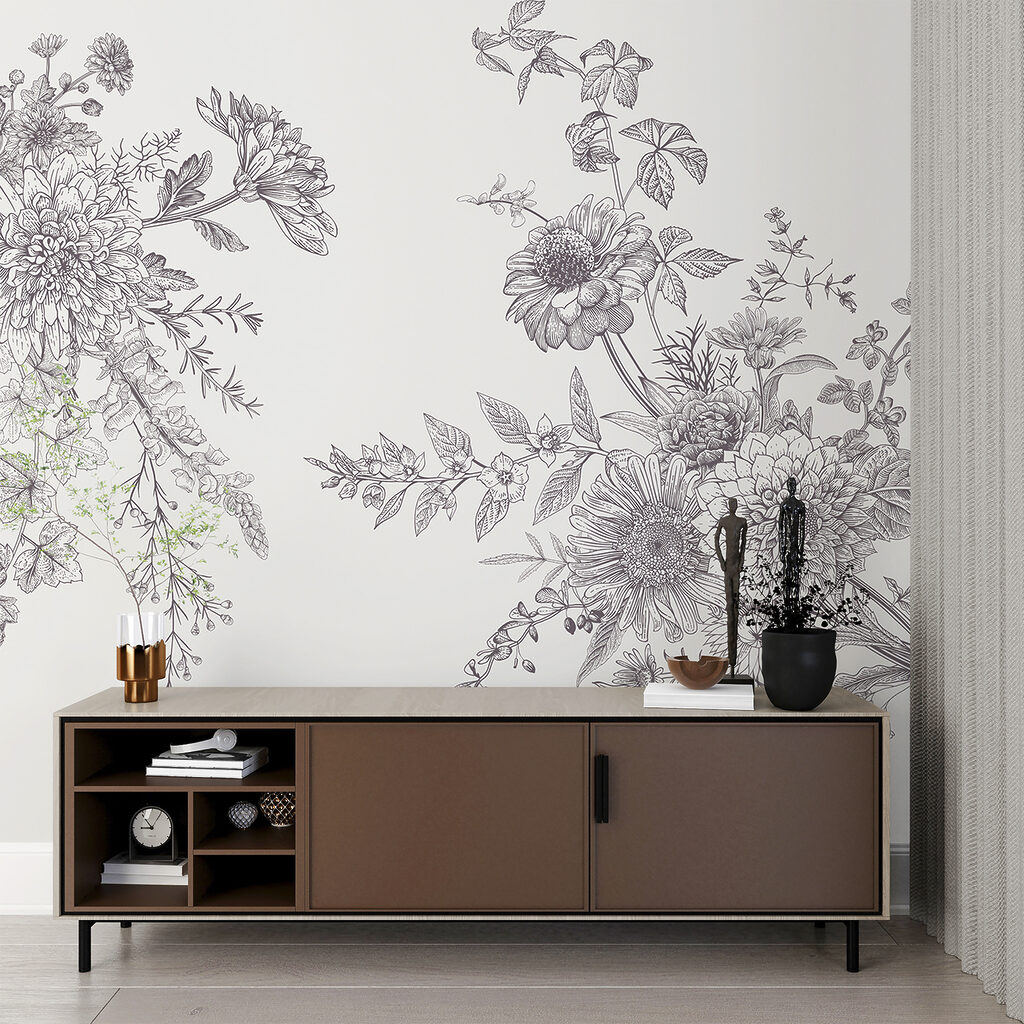 Bloementakken als fijne gravures — interieur 3