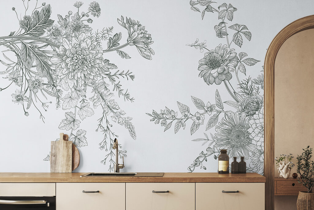 Bloementakken als fijne gravures — interieur 2